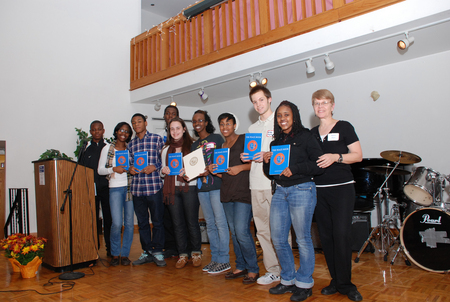 The Cambridge Rindge  Latin School Mediation Team with their awards